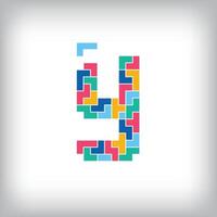 Unique colorful letter Y falling pixel style. Editable design. Alphabets are related to each other. vector