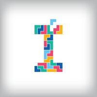 Unique colorful letter I falling pixel style. Editable design. Alphabets are related to each other. vector