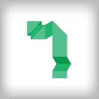 Folded paper style font design of number 1. Numbers illustration. Origami educational numbers set. vector