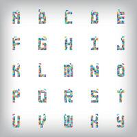 Unique colorful alphabet set pixel style. Editable design. vector