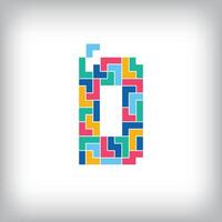 Unique colorful number 0 game pixel style. Editable design. 0-9 are related to each other. vector