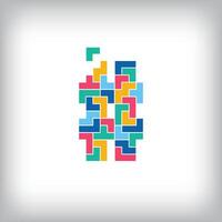 Unique colorful letter hashtag sign falling pixel style. Editable design. Alphabets are related to each other. vector