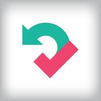 abstract recycle arrow check mark logo. Can be used as application icon and company corporate identity. vector
