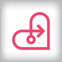 Creative linear heart arrow path logo design. It has a linear design and flat style. flat style. suitable for company vector