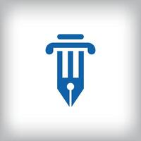 abstract pen nib logo with column. Can be used as application icon and company corporate identity. vector