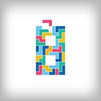 Unique colorful number 8 game pixel style. Editable design. 0-9 are related to each other. vector