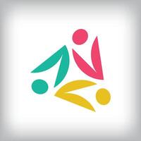Unique abstract teamwork sign logo. Can be used as application icon and company corporate identity. vector