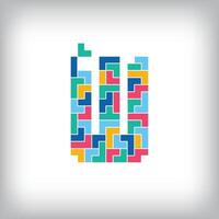 Unique colorful letter W falling pixel style. Editable design. Alphabets are related to each other. vector