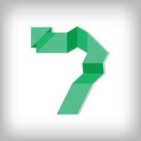 Folded paper style font design of number 1. Numbers illustration. Origami educational numbers set. vector