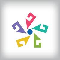 Unique abstract center arrow sign logo. Can be used as application icon and company corporate identity. vector