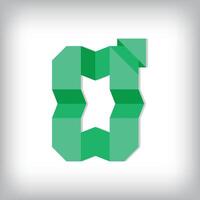 Folded paper style font design of number 0. Numbers illustration. Origami educational numbers set. vector