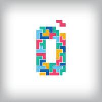 Unique colorful letter O falling pixel style. Editable design. Alphabets are related to each other. vector