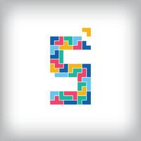 Unique colorful letter S falling pixel style. Editable design. Alphabets are related to each other. vector