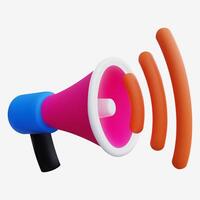 3D Megaphone Icon with Sound Waves for Marketing and Promotions vector