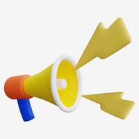 3D Yellow Megaphone Icon with Lightning Bolts for Alerts and Announcements vector