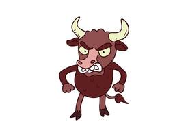 Angry Cartoon Bull Illustration - Expression of Fury vector