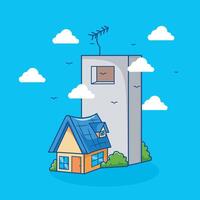 illustration of a house with a swallow's nest tower, Swallows nest farmer building. vector