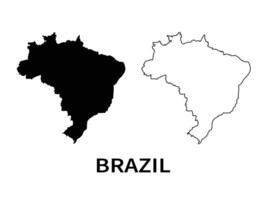 Brazil map, Map of Brazil icon Flat fill and outline set collection, Federative Republic of Brazil political map set on white background vector