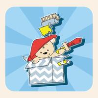 The Adventurous Painter in Box vector