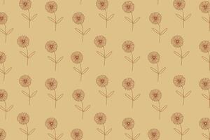 Daisy flower outline abstract seamless repeat pattern vector