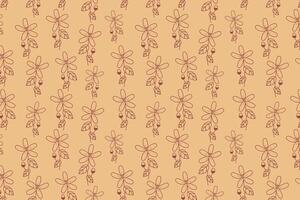 Blooming flower outline abstract seamless repeat pattern vector