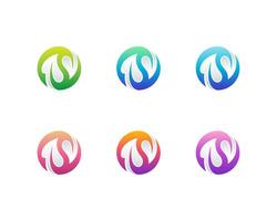 Set of circle leaf logo variations vector