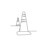 Simple traffic cones concept line art icon. vector