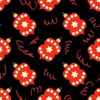 Chinese New Year lantern and confetti night seamless pattern. Perfect print for fabric, textile, greeting card, wrapping paper. Retro style illustration. vector