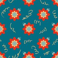 Traditional New Year snowflakes ornaments seamless pattern. Perfect print for fabric, textile, greeting card, wrapping paper. Retro style illustration. vector