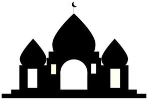 masjid black and white, siluet mosque, masjid elements, islam background. vector