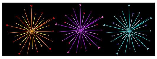 fireworks at night, set of firework, sunburst firework vector