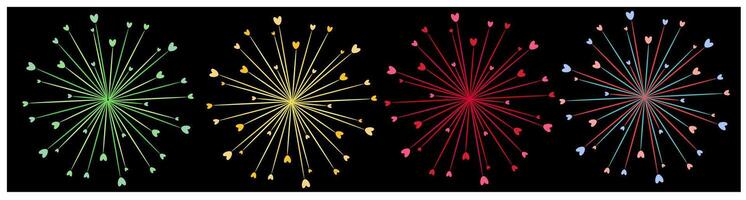 set of fireworks, firework at night, holiday elements vector