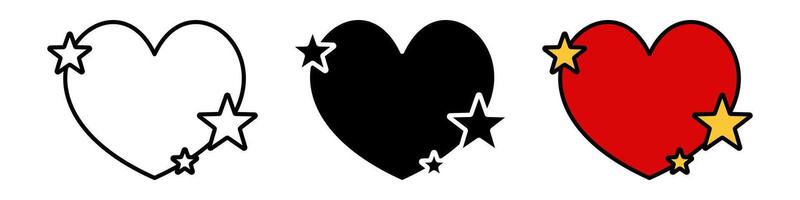 collection of favorite icons, heart and star symbols. simple design isolated on white background. design for app, web, poster. vector