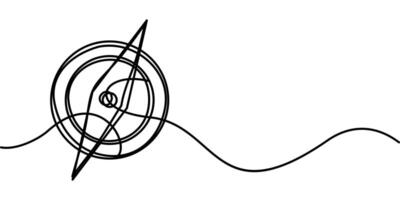 continuous line drawing of a compass symbol for direction. abstract line art illustration vector