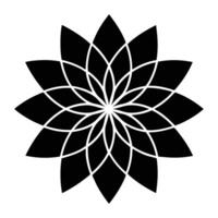 a black and white flower icon vector