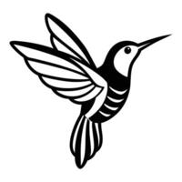 a black and white hummingbird on a white background vector