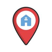 home GPS point with outline in flat design. vector