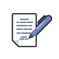 written document with outline in flat design. vector