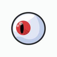 single red eyeball with outline in flat design vector