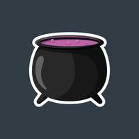 cauldron tool with white outline in flat design. vector