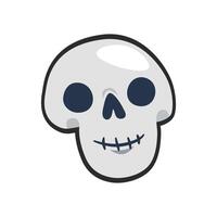 creepy skull head with outline in flat design. vector