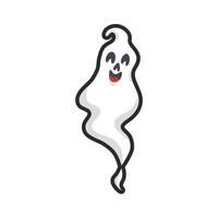laughing ghost with outline in flat design. vector