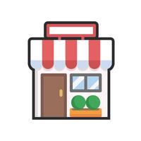 shop building with outline in flat design. vector