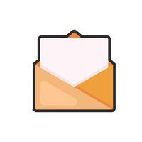 open letter message with outline in flat design. vector