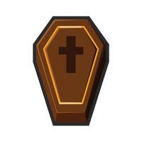 wooden coffin with outline in flat design. vector