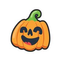 laughing pumpkin head with outline in flat design. vector