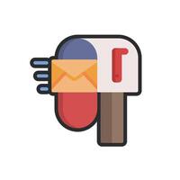 receive mail box with outline in flat design. vector