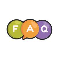 FAQ bubble sign with outline in flat design. vector