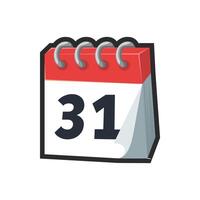 31th date calendar with outline in flat design. vector