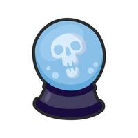 dead fortune telling glass ball with outline in flat design vector